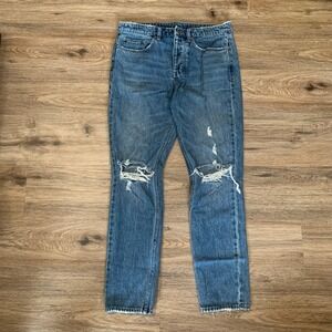 Ksubi Wolfgang Runaway Ripped Jeans Blue Distressed Slim Tapered Denim 31